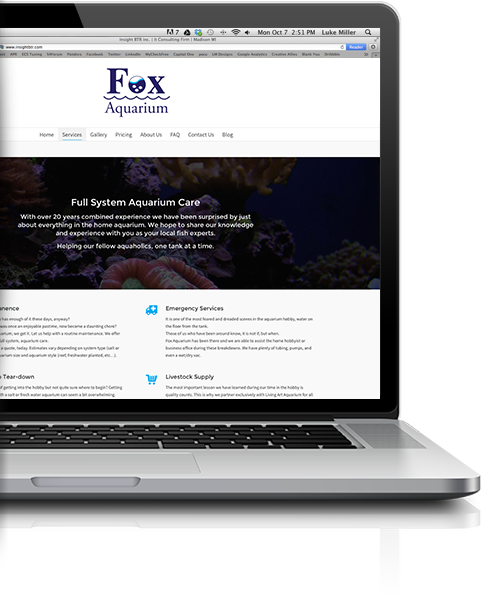 Aquarium Maintanence Website Design Madison WI